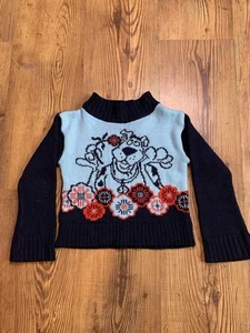 Vintage 90s Scooby Doo Knit Sweater Flare Floral Cartoon Acrylic Kids Size 4/5 - Picture 1 of 7