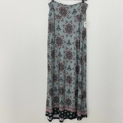 Maxi Falda Jersey Cintura Rodada CHARLOTTE RUSSE Y2K XL Verde Floral Boho Hippie NUEVA Foto 1 de 4