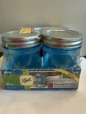 Ball blue Half Pint Jars, 4 Pack. 8 Ounce Jars. - Image 1 of 3