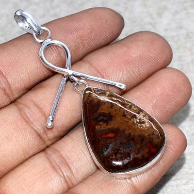 Colgante enchapado en plata 925 de ágata con costura marroquí de 2,8" para mujer JW Foto 1 de 3