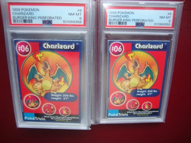 1999 Burger King Pokemon Charizard Perforated card #6 Psa 8 Nm/Mint Centered - Image 1 of 1