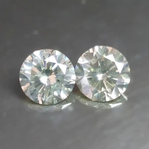 Par de diamantes sueltos naturales amarillos grisáceos elegantes sin tratar de 1,04 quilates 5,1 mm redondos - Imagen 1 de 3
