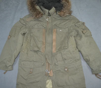 Chaqueta Hollister Colds Clima Para Hombres S Borde de Piel Sintética Parka Verde Militar Y2K G.I Foto 1 de 4