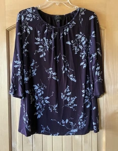 J Jill Tunika 3/4 Arm Wearever Collection lila Blumen MP - Bild 1 von 5
