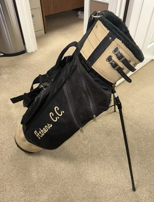 Bolsa de golf ligera Jones Sports negra/bronceada con cubierta para lluvia y divisor de palos de 3 vías Foto 1 de 4