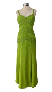 After Six By Ronald Joyce Bold Green Silk Beaded Evening Dress Cocktail Party 14 - Picture 1 of 24