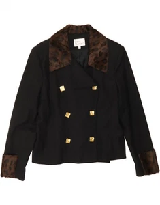 BARRY SHERRARD Womens Blazer Jacket UK 14 Medium Black Animal Print JI04 - Picture 1 of 3
