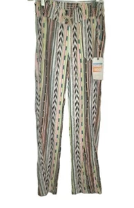 Cali 1850 Linen Pants Women's Multistripe Casual Pockets Pull On Boho Beach Y2K - Picture 1 of 12