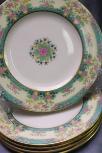 Lenox Monticello 5 Brot & Butter Teller 6 1/4" rund USA grün Maßstab Blumenmuster - Bild 1 von 4
