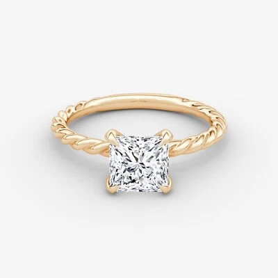 2 Ct Princess Cut Lab Grown Diamond Solitaire Engagement Ring 14k Rose Gold - Image 1 of 4