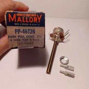MALLORY MIDGETROL  PP-46T26 4 Meg, Tap 2 Meg 2 1/2" Shaft Push/Pull Switch ONS - Picture 1 of 2