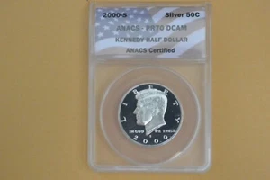 2000-S Silver Kennedy Half Dollar 50c ANACS PR70 DCAM - Picture 1 of 5