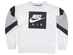 Nike Little Boy's Swoosh Logo Square Crew Neck Sweatshirt Birch Heather - Picture 1 of 8