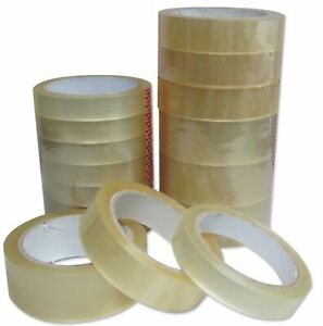 CLEAR STRONG TAPE PACKAGING ROLLS PARCEL PACKING SELLOTAPE 1" 24mm x66m CELOTAPE