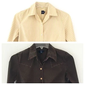 Paket 2 GAP Damen S S/P Mehrfarbig Langarm Kragen Knopf Tops Blusen Shirts - Bild 1 von 7