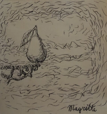 Raro dibujo de composición surrealista único, firmado por René Magritte Foto 1 de 4