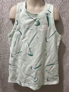 Nike Sportswear Girl's Size L Barely Green French Terry Printed Tank Top NWT - Picture 1 of 6