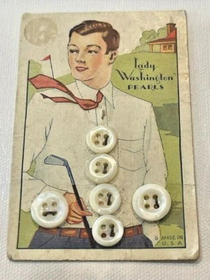 2045BO - Lady Washington Pearls Buttons (1930-Now) , Shell!  NOS! - Image 1 of 2