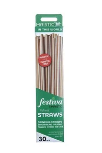 💚 Maistic Festiva Wheat Straws Straws & Cleaner Plastic Free 30pcs - Picture 1 of 1
