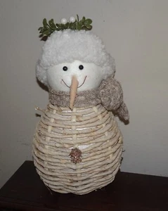 Weihnachten Rustikal Natur Sisal Seil 13" Schneemann mit Schal & Mütze - Bild 1 von 13