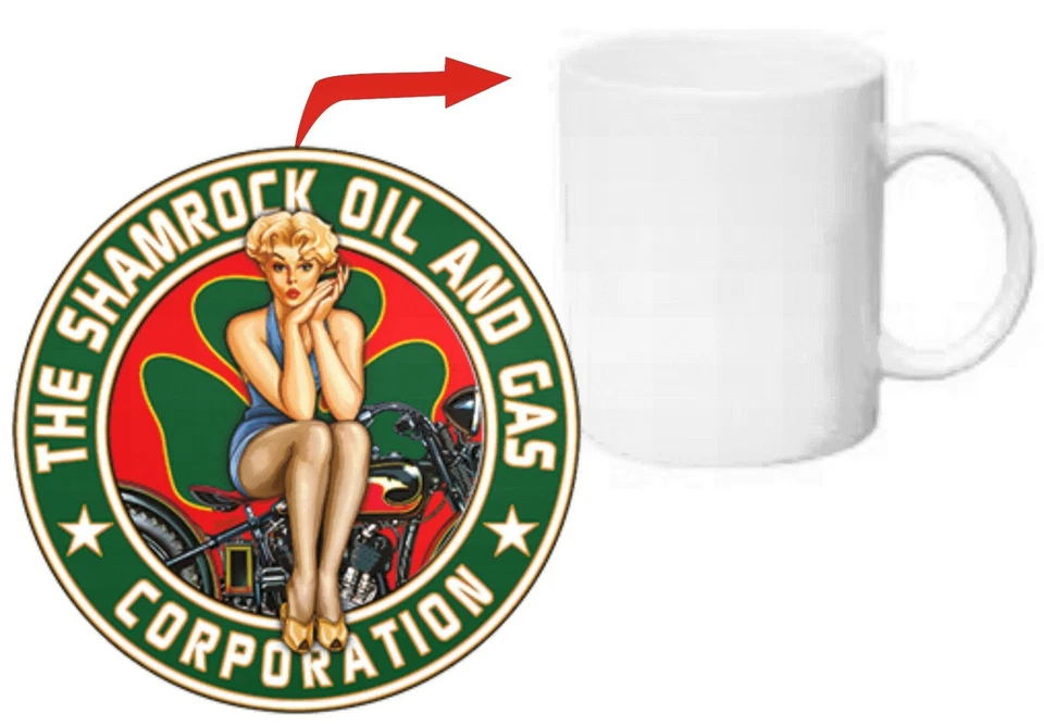 Shamrock Oil Gaz Corporation Pin-Up Café Tasse Mug Rockabilly Nez Art US Army - Photo 1/1