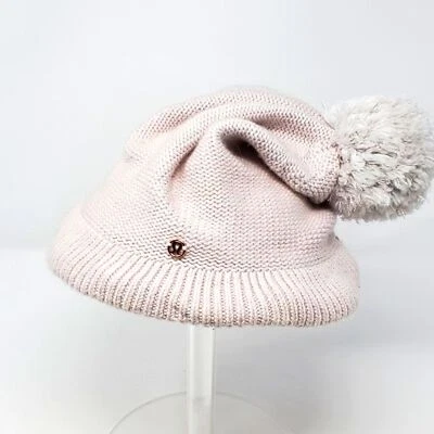 LULULEMON 100% LÃ MERINO ROSA POM POM GORRO TOQUE MALHA FEMININA OS - Imagem 1 de 4