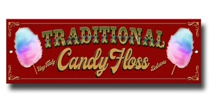 TRADITIONAL CANDY FLOSS FAIRGROUND METAL SIGN. 12" X 4" CARNIVAL - CIRCUS - FOOD - Picture 1 of 1