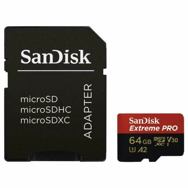 SanDisk Extreme PRO 64GB Micro SD V30 microSDXC Memory Card - SDSQXCY-064G-GN6MA