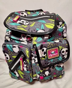 Lily Bloom Backack Multi Pocket Drawstring Panda Bears Travel - Picture 1 of 20