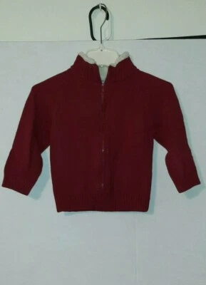 Gymboree Kids Red Full Zip Long Sleeve Sweater with Sherpa Collar Size 4T - Image 1 of 4