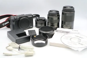 Canon EOS M3 18.0MP Digital Camera Black (Kit w/ 22mm 18-55mm 55-200mm Lens) - Picture 1 of 11