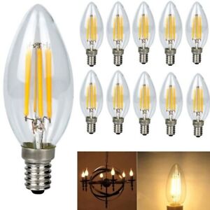 10X E14 Forme Bougie LED 4W Filament Blanc Chaud 3000k 400LM Non Dimmable AC220V
