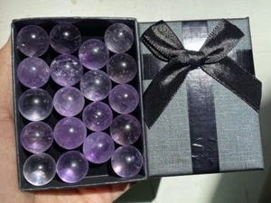 20PCS Natural Amethyst Ball Quartz Crystal Sphere 16mm gem gift Healing+box - Picture 1 of 10