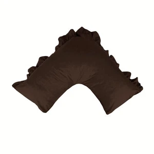 Funda de almohada de lujo 280TC percal con volantes en V chocolate - Imagen 1 de 2