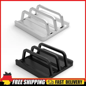 2 Slot Vertical Laptop Stand Adjustable Width Tablet Holder for Multiple Devices - Afbeelding 1 van 7
