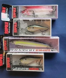 Set Of 4 NEW Rapala Shad Rap/Husky Jerk Lures NIB Finland Asst Size & Colors - Picture 1 of 4