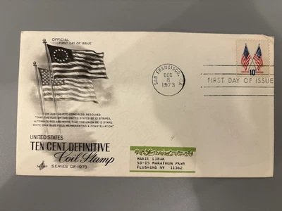 1973 10c Crossed Flags Coil FDC ArtCraft Cachet San Francisco CA USA Addressed - Image 1 of 4