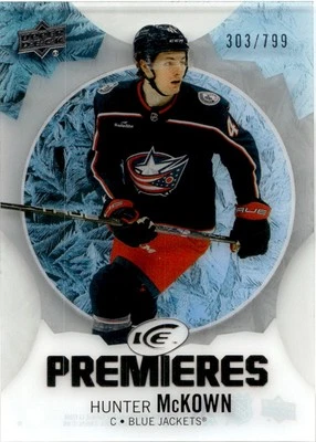2023-24 Upper Deck Ice Blue Hunter McKown RC /799 Columbus Blue Jackets #188 - Image 1 of 2
