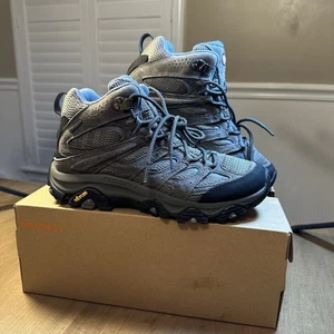 Merrell Moab 3 Mid Womens Size 9.5 Brown Gray Outdoor Waterproof Hiking Boots - Picture 1 of 10