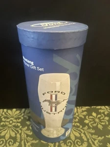 Ford Mustang Pilsner Gift Set Glass w/ 2 Leather Coasters New Officially License - Picture 1 of 6