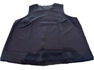 Victoria Beckham Target Tank Top XL Black Twill Fringe Hem Capsule Layering NEW - Image 1 of 4