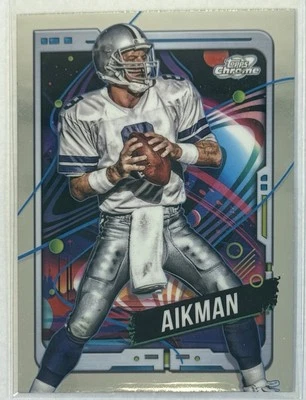 Base de fútbol cromada cósmica Topps 2024 - 25 Troy Aikman Foto 1 de 2
