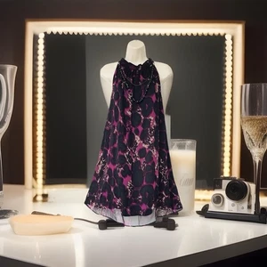 George Chiffon Blouse UK 22 Necklaces Embellished Floral Printed Layered Top - Picture 1 of 13