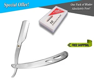 ARD Straight Barber Edge Steel Razors Folding Shaving Knife With 10 PCs Blades - Picture 1 of 3