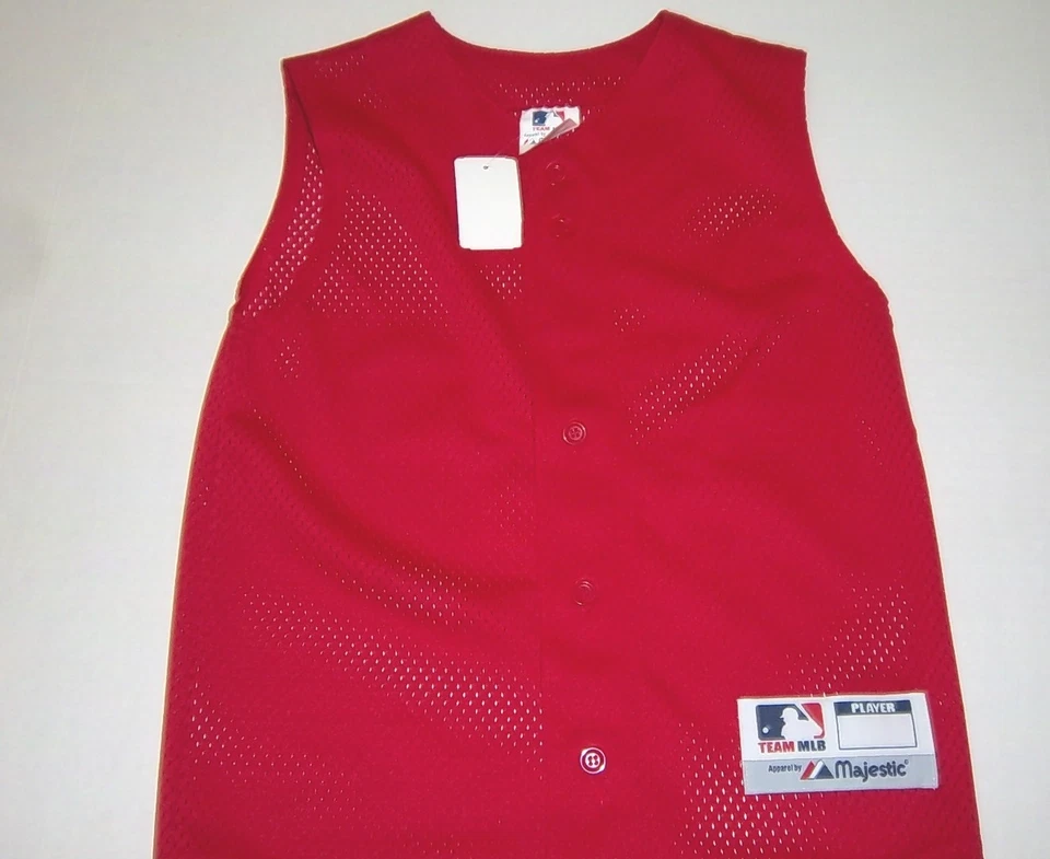 Camiseta de béisbol sin mangas roja brillante MLB Majestic Team $30 nueva con etiquetas pequeña 8 Foto 1 de 1