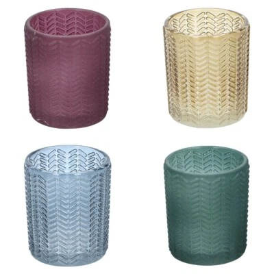 Glass Tea Light Candle Holders Votive Decorative Christmas Wedding Home Set 4x - Image 1 of 4