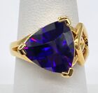 Gold Over Sterling Silver Ross Simons Purple Trillion Cz Ring  Sz 7