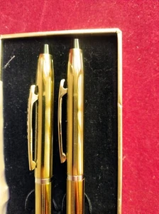 Vintage PAT CANOE set Mechanical Pencil & Ballpoint Gold-Silver in box - Picture 1 of 8
