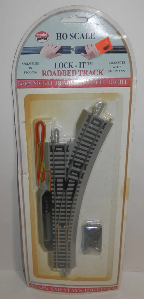 Model Power HO Scale Lock-It Roadbed Nickel Remote Switch Right #4562 NIP - Image 1 of 1