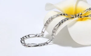Italy 925 Sterling Silver (5-7mm) Diamond-Cut Figaro Link Chain (20", 24") - Picture 1 of 4